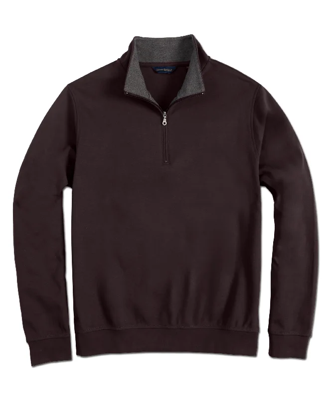 Men's arctic shirts-Pima Interlock Zip Mock, Dark Chocolate