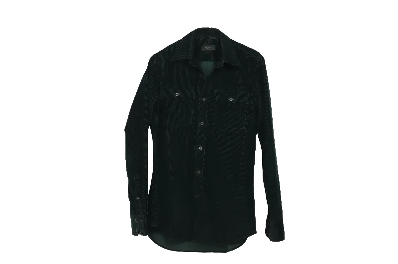 Men's ethnic shirts-Prada Corduroy Button Down Shirt in Green Cotton