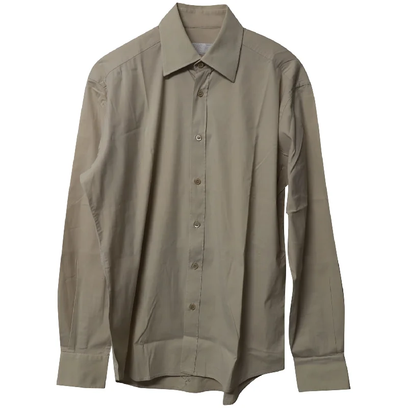 Men's bespoke shirts-Prada Long Sleeve Button-up Shirt in Nude Cotton