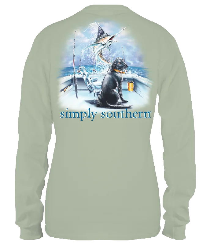 stylish men’s short sleeve polo shirts -SALE Simply Southern Boat Dog Long Sleeve Unisex T-Shirt