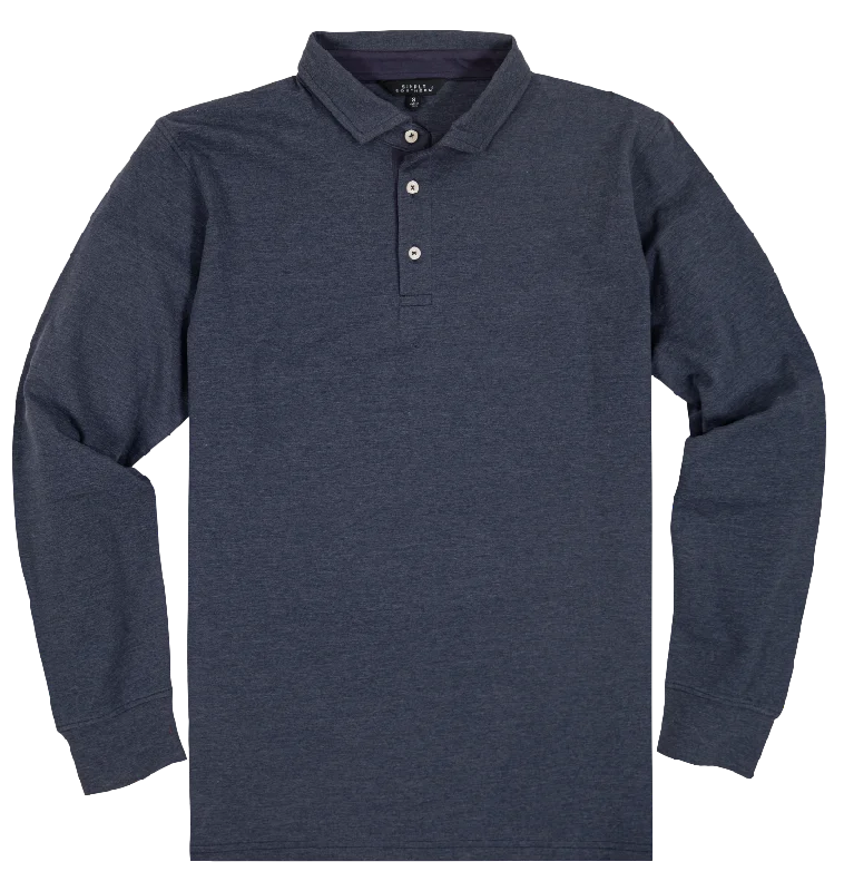 short sleeve t-shirts for men’s fitness activities -Simply Southern Classic Heather Navy Unisex Polo Long Sleeve T-Shirt