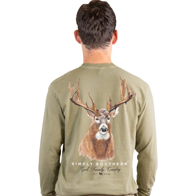 cool summer short sleeve shirts for men -SALE Simply Southern Deer Unisex Comfort Colors Long Sleeve T-Shirt