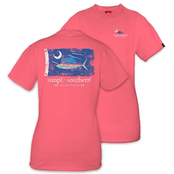 men’s casual summer short sleeve shirts -SALE Simply Southern Swordfish Flag Distressed Unisex T-Shirt