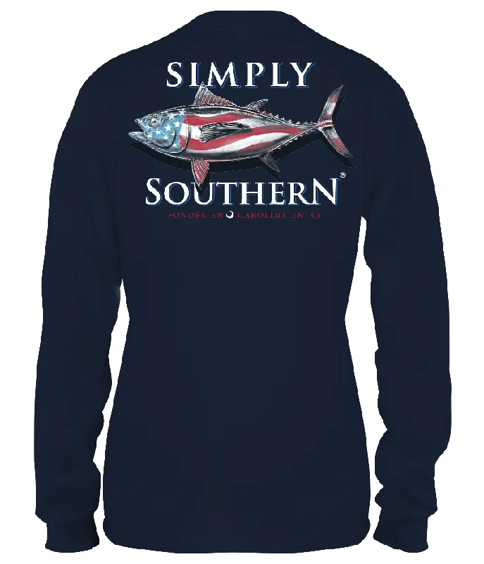 men’s basic short sleeve t-shirts -SALE Simply Southern USA Tuna Fish Long Sleeve Unisex T-Shirt