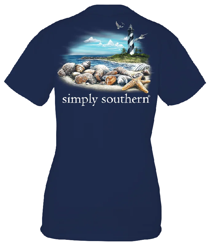 stylish short sleeve shirts with colorful designs -SALE Simply Southern Vintage Lighthouse Beach Unisex T-Shirt