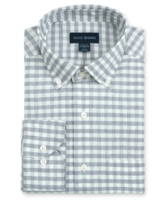 Men's avant-garde shirts-Soft Performance Melange Gingham, Grey Heather