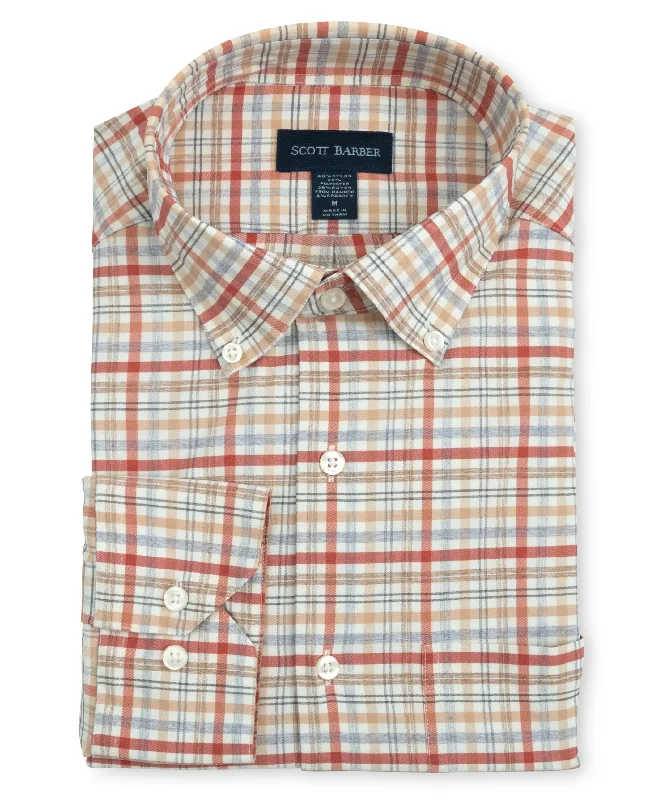 Men's yacht shirts-Soft Performance Melange Plaid, Spice