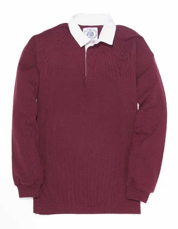 Men's paisley shirts-SOLID RUGBY SHIRT - BURGUNDY