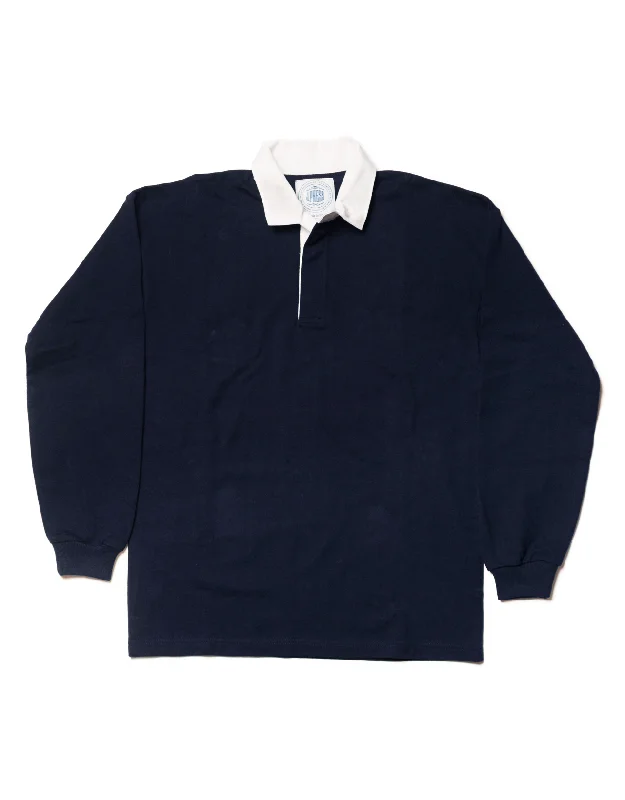 Men's viral shirts-SOLID RUGBY SHIRT - NAVY