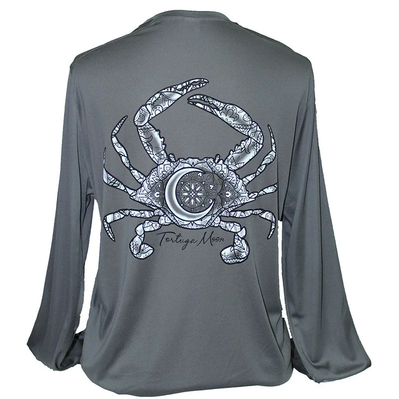 trendy and affordable short sleeve shirts for men -SALE Southern Attitude Tortuga Moon Crab Unisex Sport Tech Grey T-Shirt