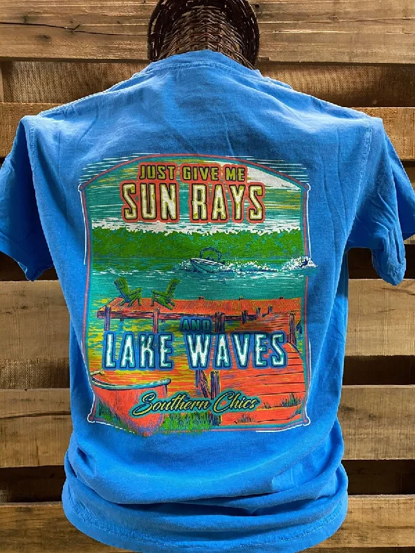 men’s printed short sleeve shirts for travel -Southern Chics Sun Rays and Lake Waves Bright Comfort Colors Unisex T Shirt