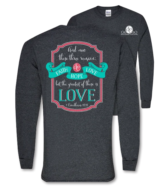 affordable short sleeve t-shirts for men -SALE Southern Couture Faith Hope Love Christian Long Sleeve Girlie Bright T Shirt