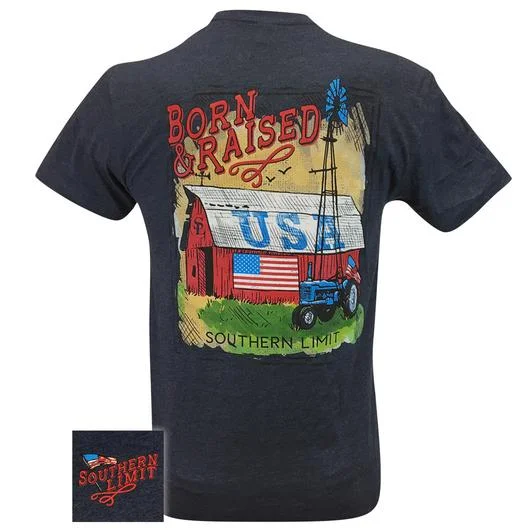 men’s checkered short sleeve shirts -Southern Limits USA Born & Raised Tractor Barn Unisex T-Shirt