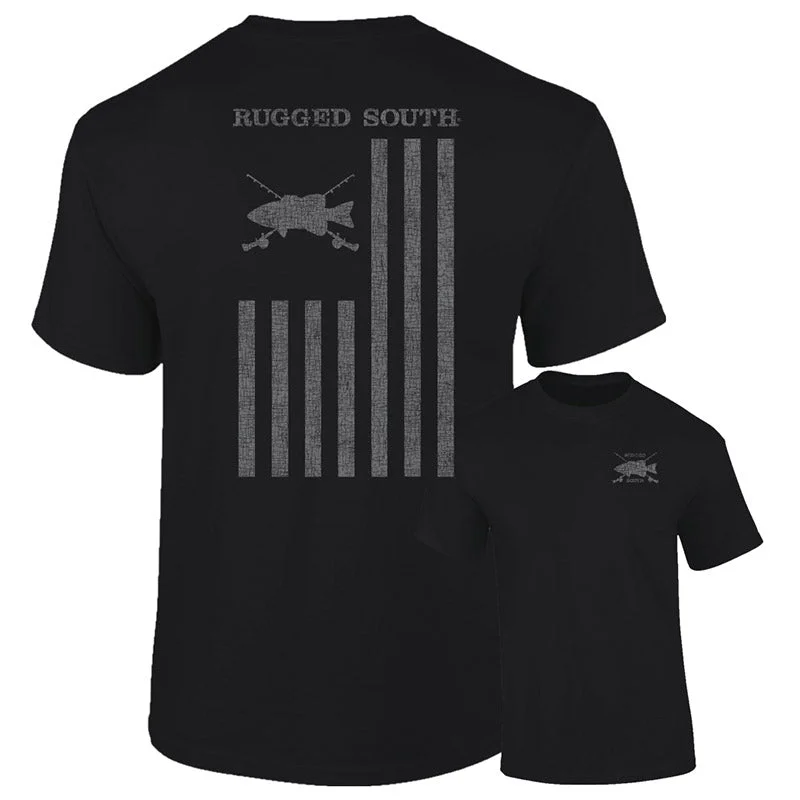 men’s casual short sleeve tees with patterns -Southernology Rugged South Fish Flag Comfort Colors Unisex T-Shirt