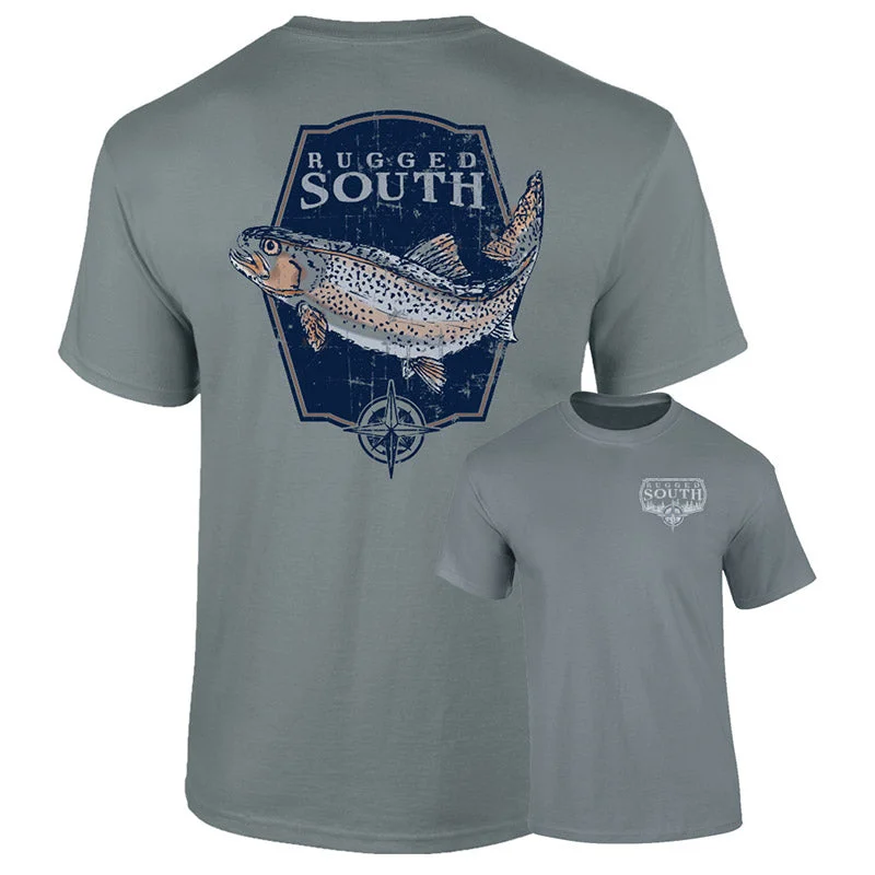 lightweight and breathable short sleeve t-shirts -Southernology Rugged South Gray Fish Comfort Colors Unisex T-Shirt