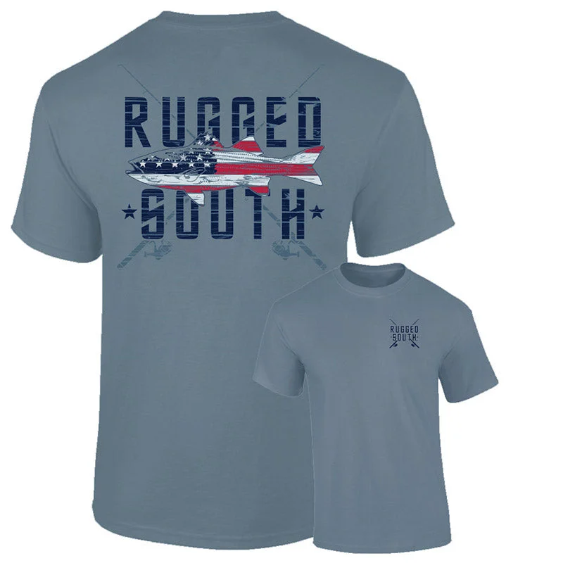 best-rated short sleeve t-shirts for men -Southernology Rugged South USA Fish Comfort Colors Unisex T-Shirt