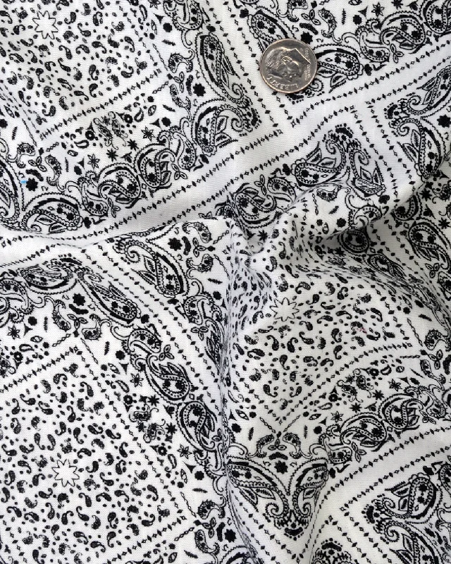 Men's navy-blue shirts-Diamond Paisley Print On White T-shirt