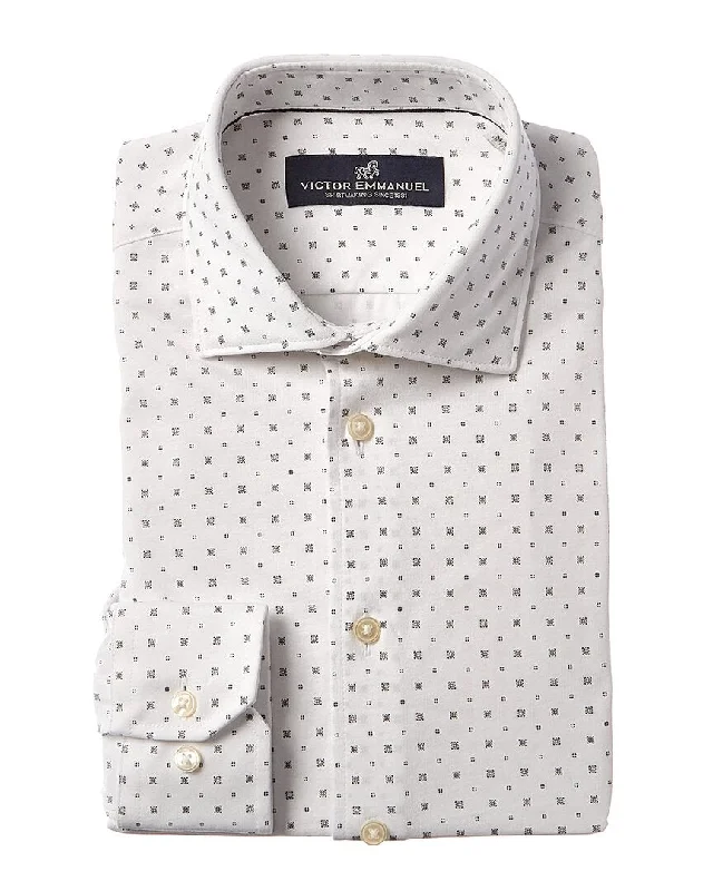 Men's keepsake shirts-VICTOR EMMANUEL Geo Printed Dress Shirt