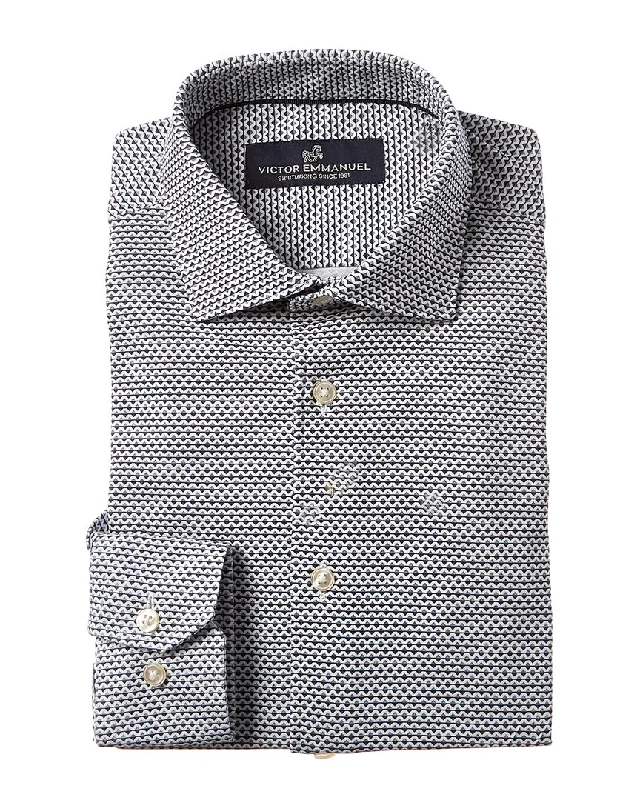 Men's enthusiast shirts-VICTOR EMMANUEL Geo Printed Dress Shirt