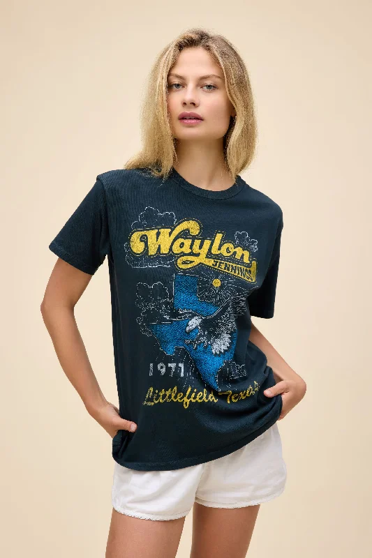 modern short sleeve polo shirts for men -Waylon Jennings Littlefield Texas Weekend Tee