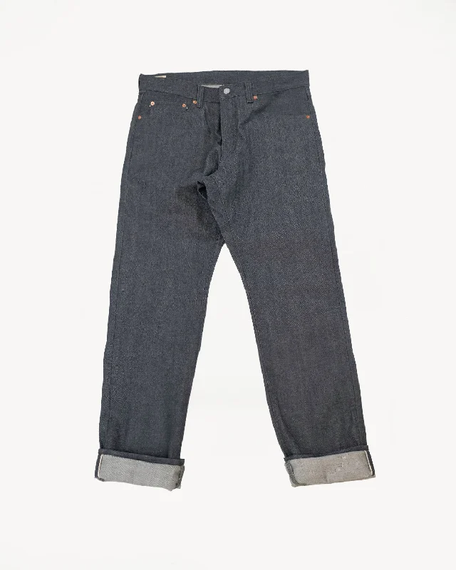 Men's pants for regular comfort-0605-70G - 14oz - Grey Selvedge Denim - Natural Tapered