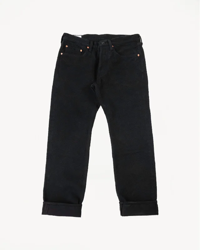 Men's pants above ankle-1877S - "Kurozome" Sashiko Selvedge Pants Slim Straight - Black