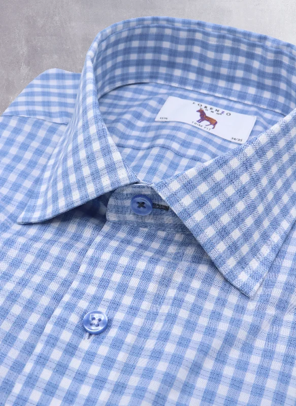 Men's polished shirts-Alexander in Dusty Blue Check Shirt