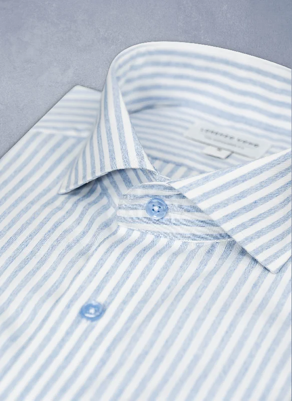 Men's ultra-soft shirts-Alexander in Mélange Blue Stripe Shirt