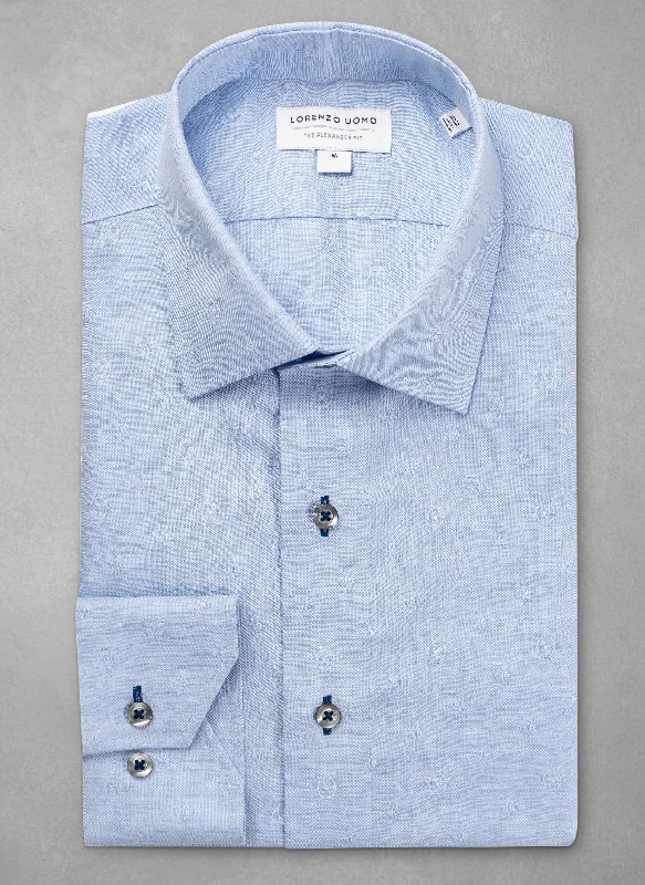 Men's gym-ready shirts-Alexander in "Mediterraneo" Jacquard Linen Shirt