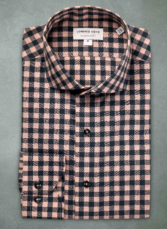 Men's heavy-duty shirts-Alexander in Antique Pink Check Shirt