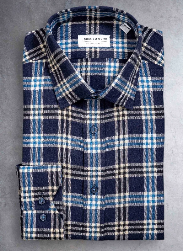 Men's standalone shirts-Alexander Sport Shirt in Multi Blue Plaid