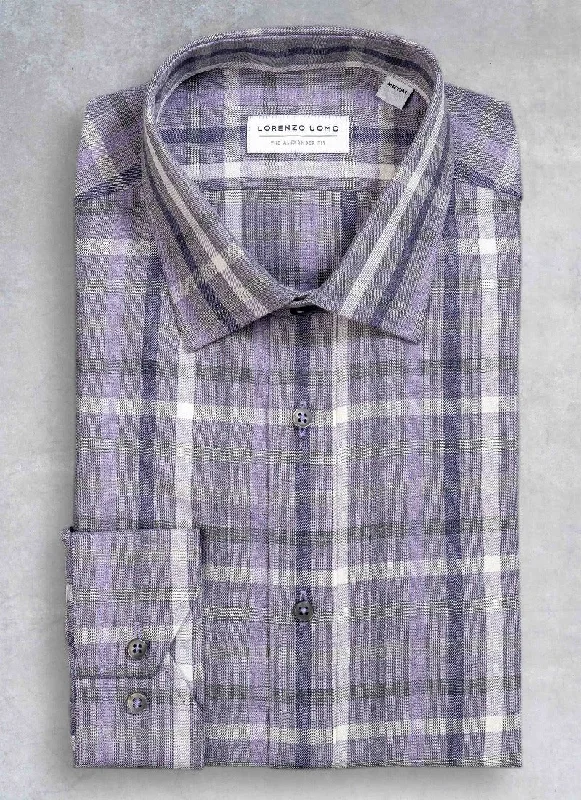 Men's smart-fabric shirts-Alexander Sport Shirt in Purple Denim Plaid