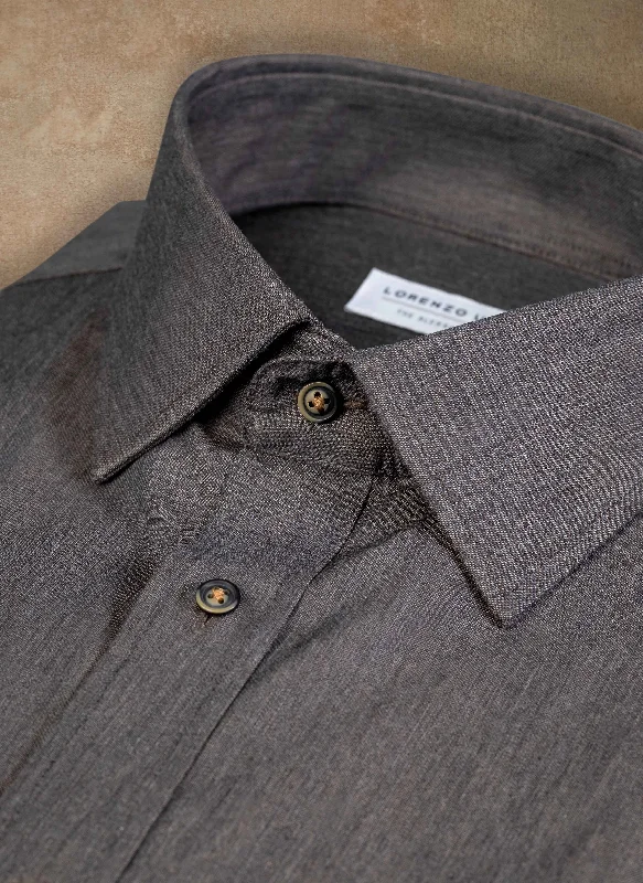 Men's machine-stitched shirts-Alexander Sport Shirt in Solid Heather Brown