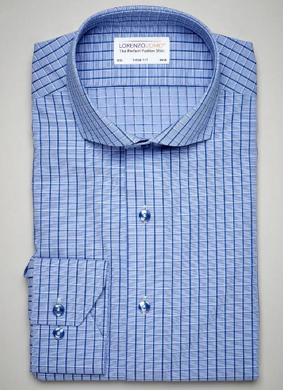 Men's twill shirts-Alexander in Blue Windowpane Shirt