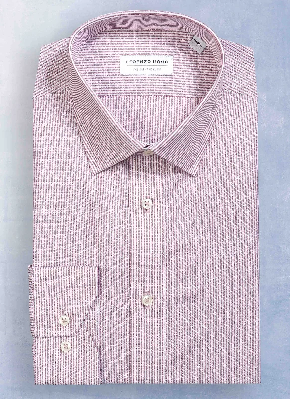 Men's jewel-tone shirts-Alexander "Venetian Stripe" Shirt in Washed Bordeaux