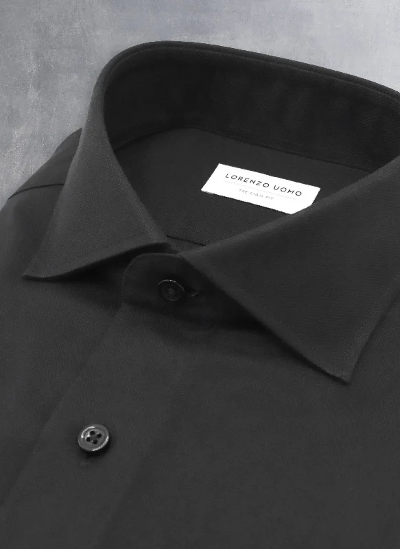 Men's slip-on shirts-Liam in Solid Black Oxford Shirt