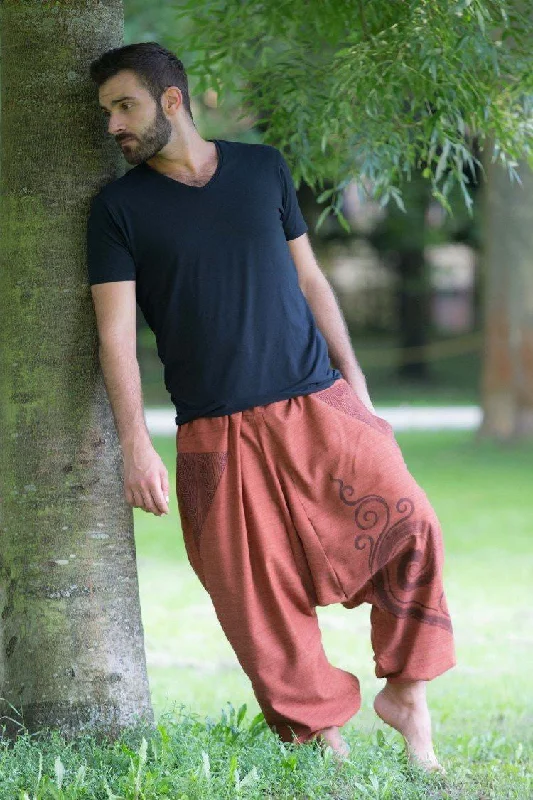 Men's pants for hectic days-Brick Red Tribal Pants