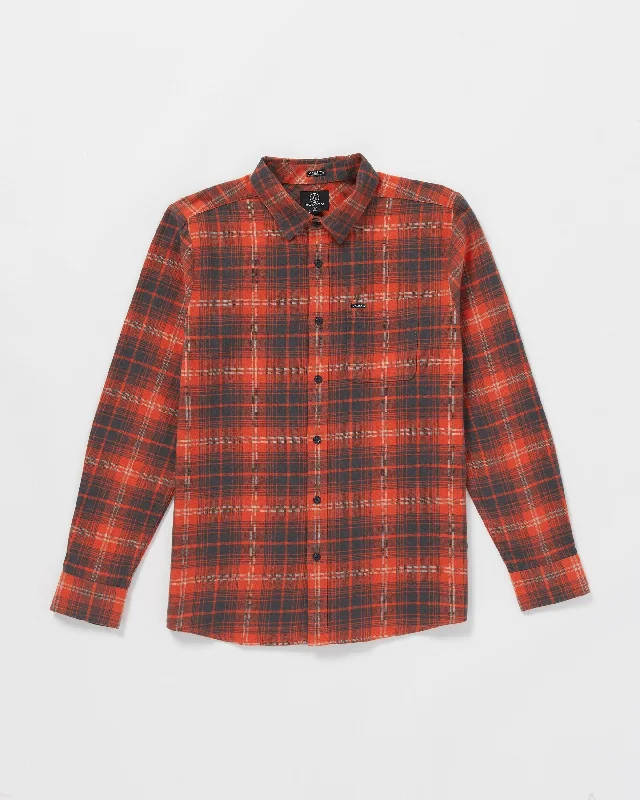 Men's pants with sport vibe-Caden Plaid Long Sleeve Shirt - Bright Red