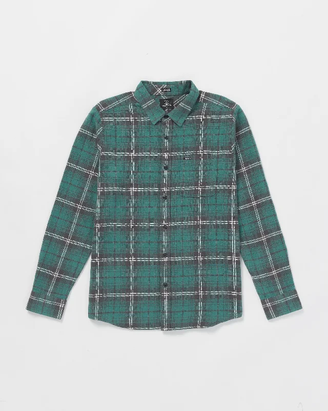 Men's pants with slim taper-Caden Plaid Long Sleeve Shirt - Sea Green