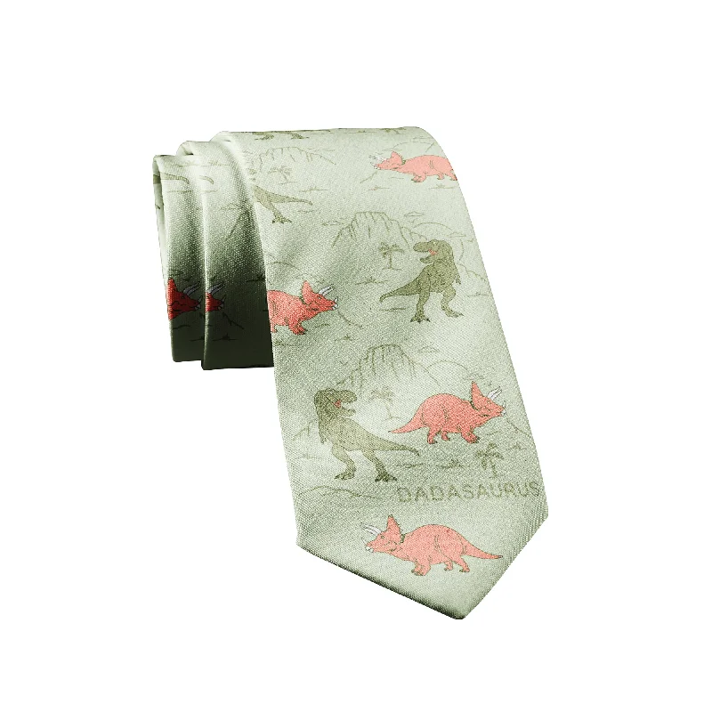 Men's travel-ready shirts-Dadasaurus Necktie Funny T-Rex Dinosaur Father's Day Formalwear For Dad