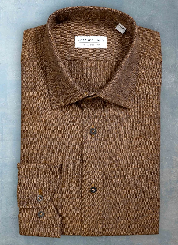 Men's bespoke shirts-Alexander Sport Shirt in Solid Brown