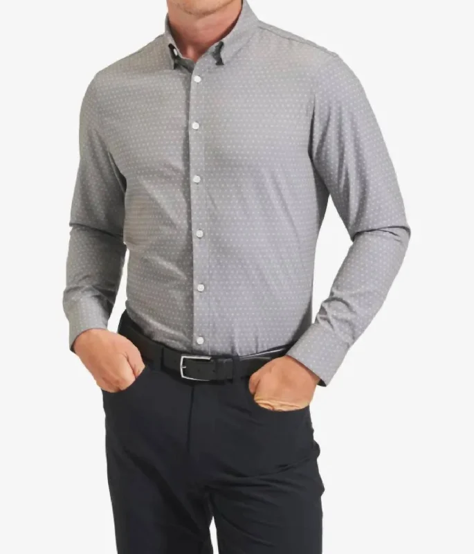 Men's legacy shirts-Leeward Dress Shirt In Gray Floral Dot Print