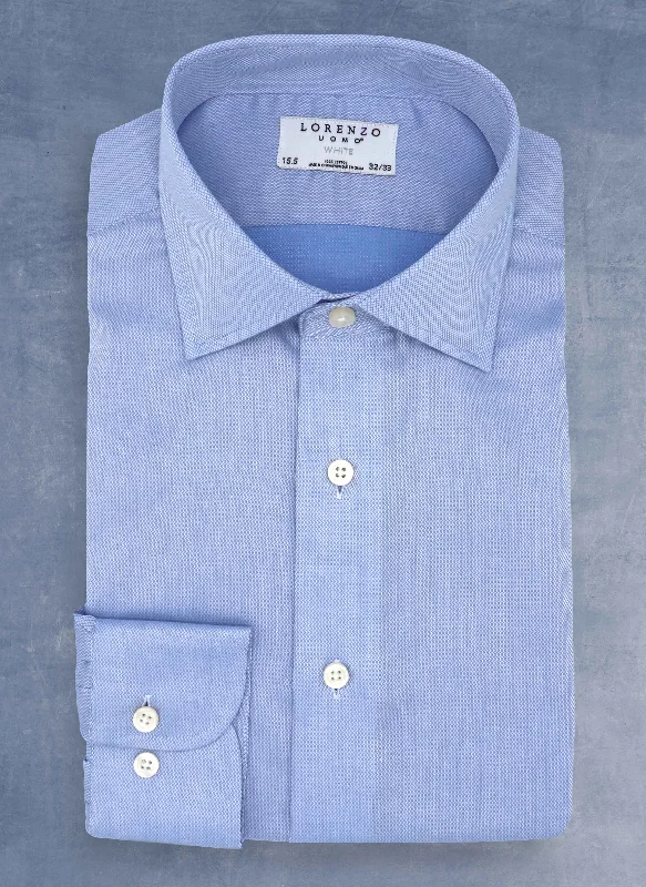 Men's character shirts-Liam in Blue Solid Textured Shirt