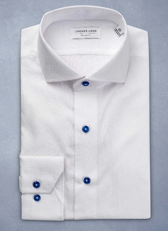 Men's mood-lifting shirts-Liam in White with Contrast Navy Shirt