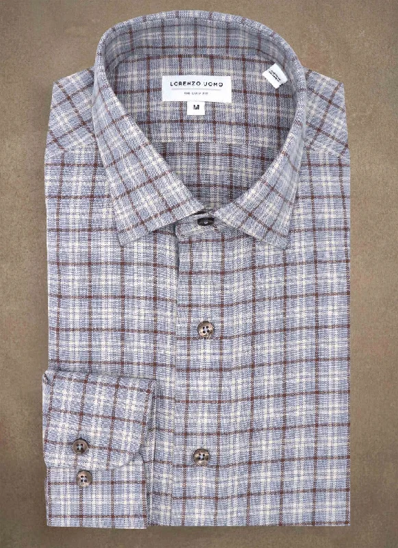 Men's futuristic shirts-Liam Plaid Shirt in Blue and Brown