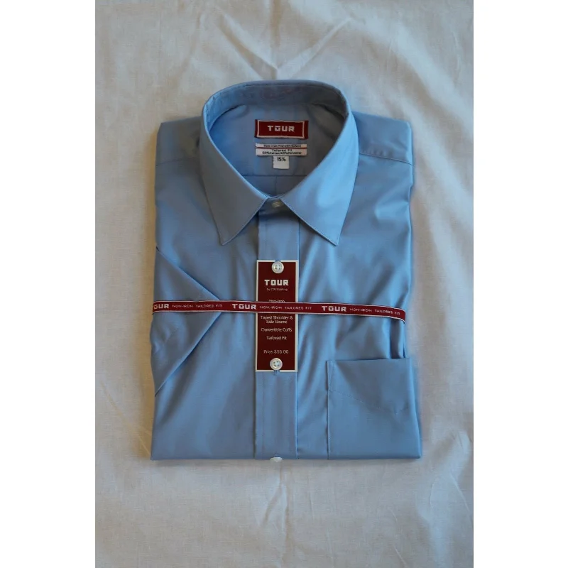 Men's capsule-wardrobe shirts-Light Blue Tour/Athletic Fit Dress Shirt