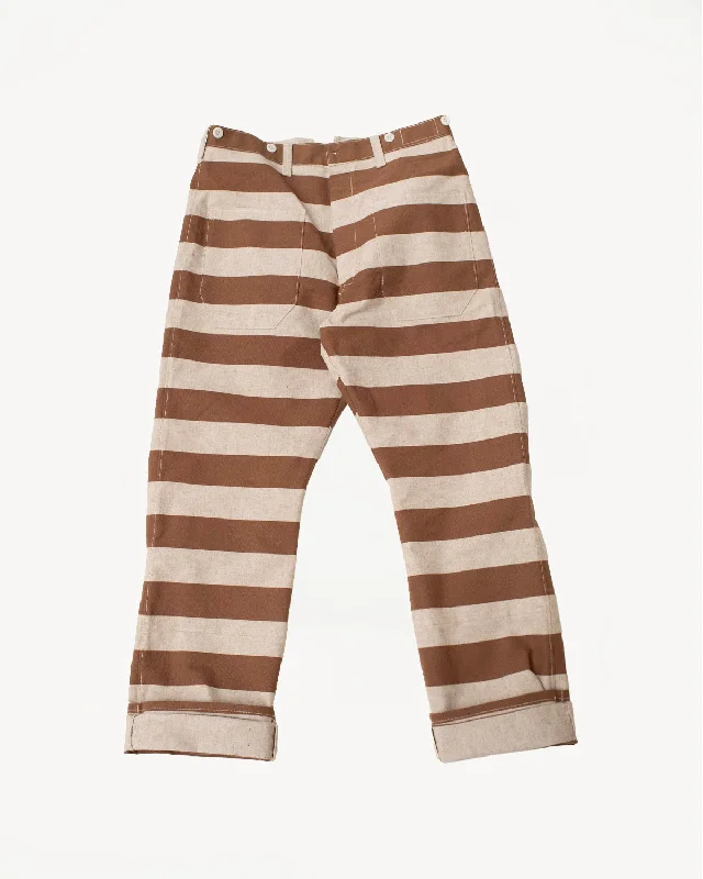 Men's pants for rugged wear-Lot 1230 - Striped Prisoner Pants - Brown