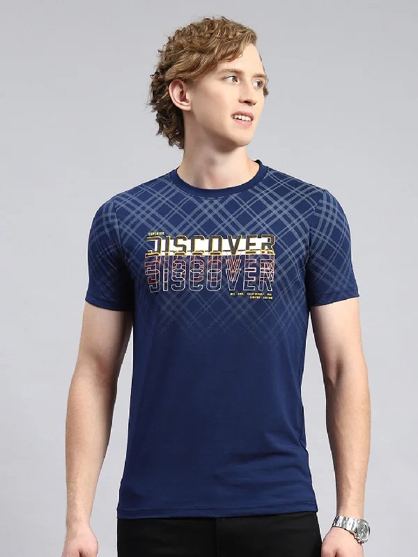 best-rated short sleeve t-shirts for men -Men Blue Printed T-Shirt