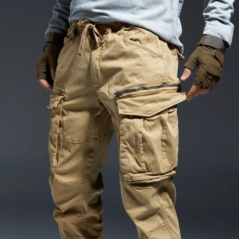 Men's pants with vivid design-Men's Cotton Mid Elastic Waist Closure Plain Pattern Casual Pants