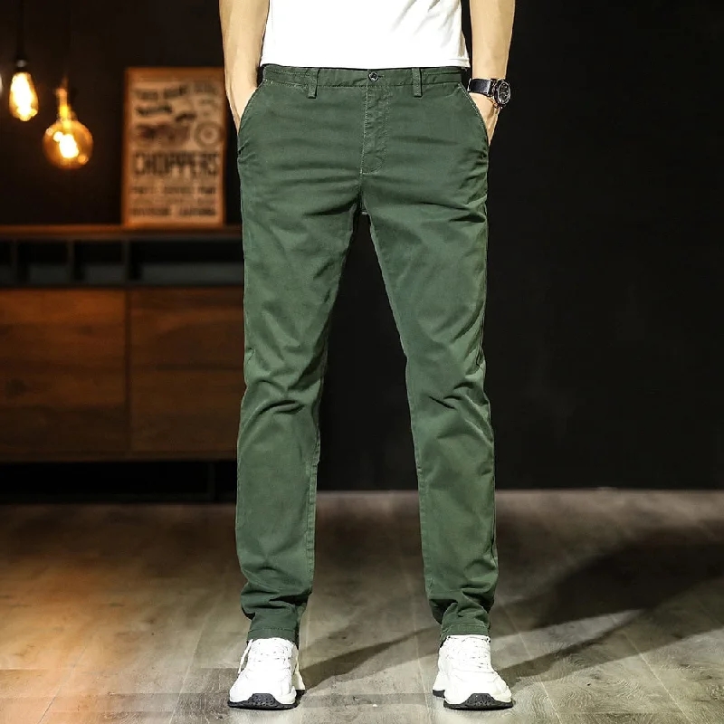 Men's pants ageless design-Men's Cotton Mid Waist Zipper Fly Closure Plain Casual Wear Pants